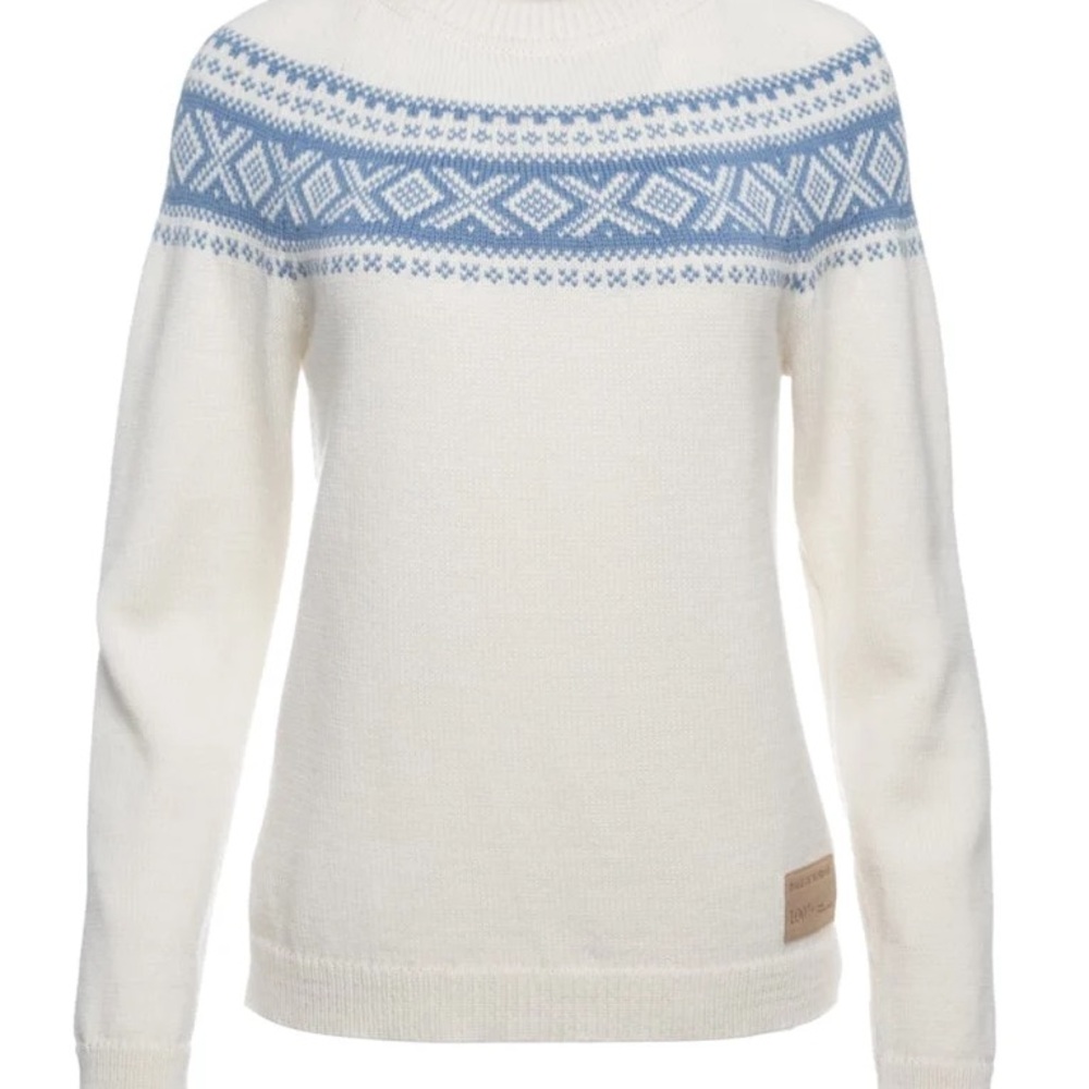 NWT Dale of Norway Vågsøy women’s mid layer, wool sweater, blue and cream, Large